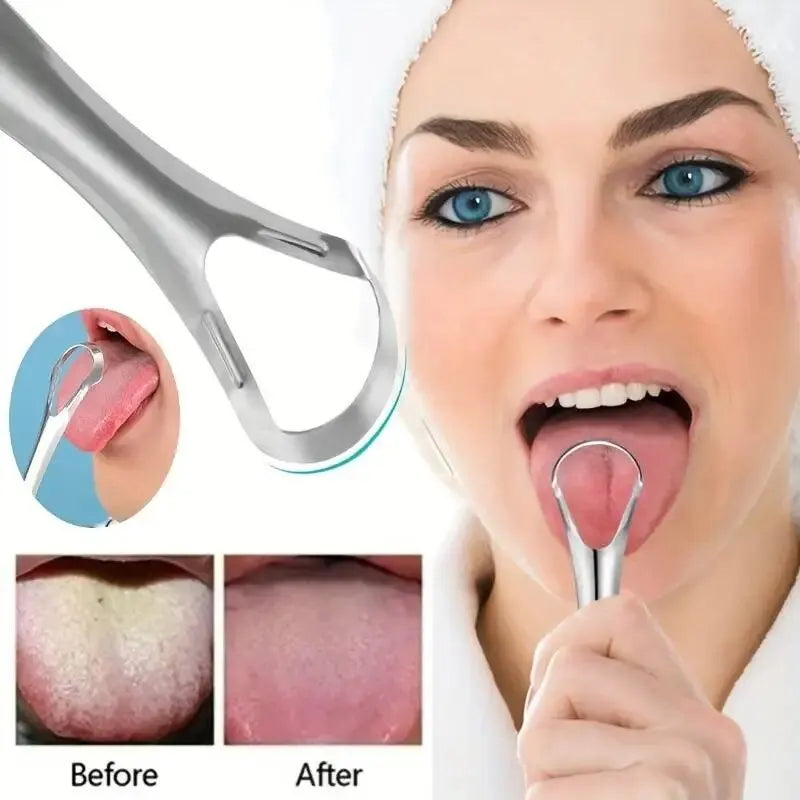 1pc Stainless Steel Tongue Scraper Tongue Coating Cleaner TongueCoating Brush Cleaning Tongue Coating Removing Bad Breath OralCa