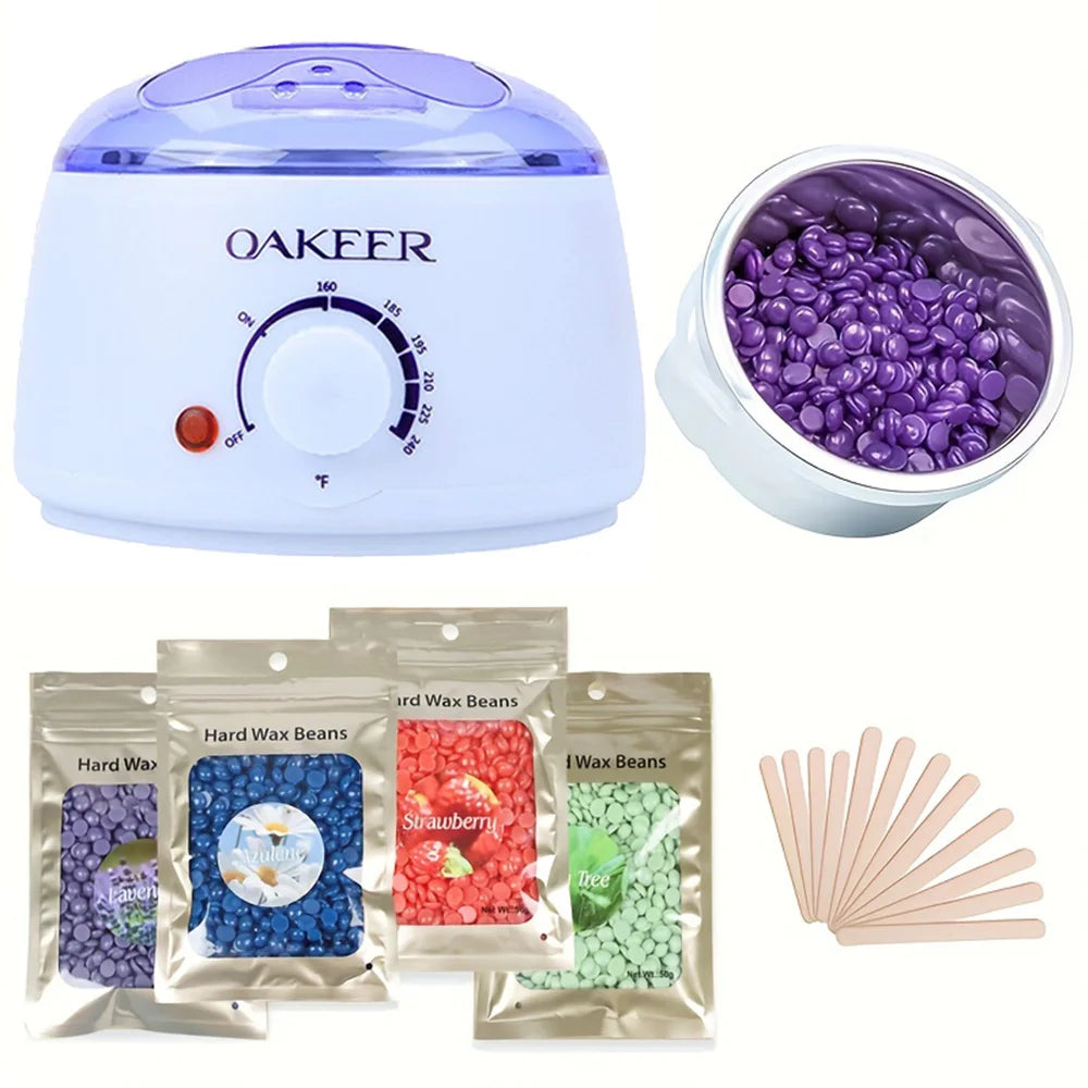 [EU Plug] 200ml White Wax Melting Machine + 200g Wax Beans Set, Wax Heating, Wax Hair Removal And Wax Therapy Machine