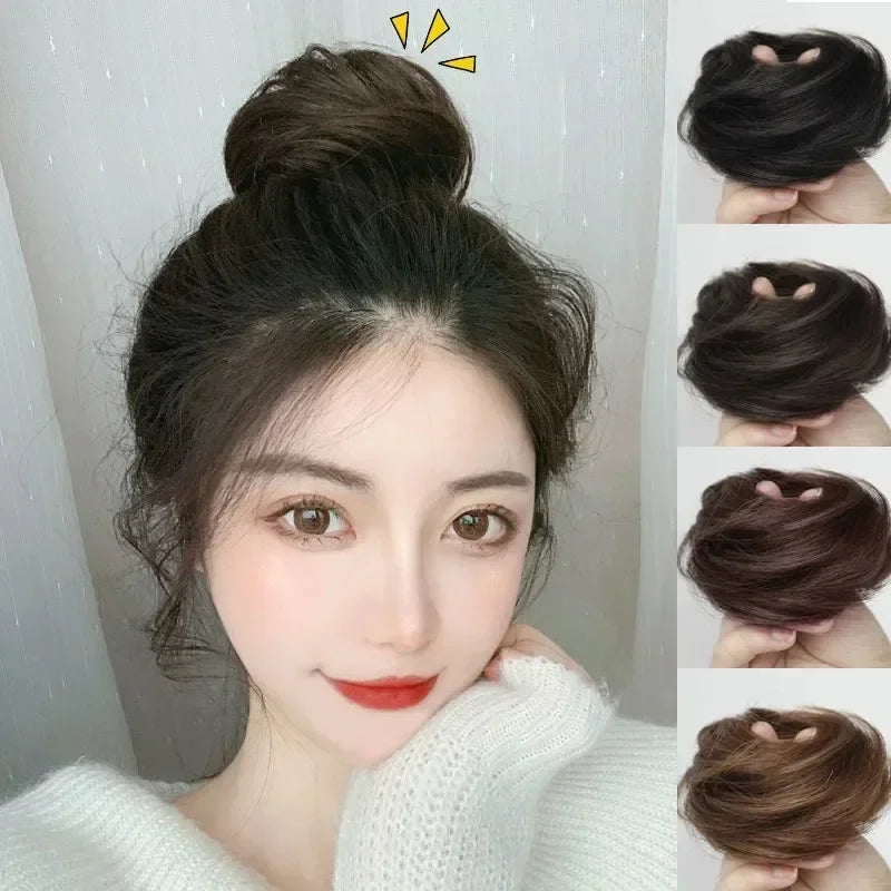 Women Girls Fluffy Bun Invisible Seamless Natural Bun Braiding Hair Ring Ponytail Decoration Hair Tie Hair Braids Styling