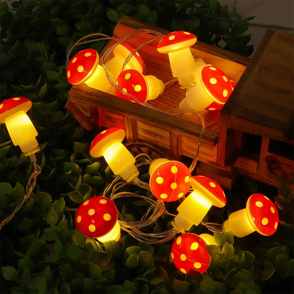 1.5M 10 LED  Mushroom Fairy Lights Battery Operated String Light for New Year Valentines Party Gift Garland Pot Fairy Decor