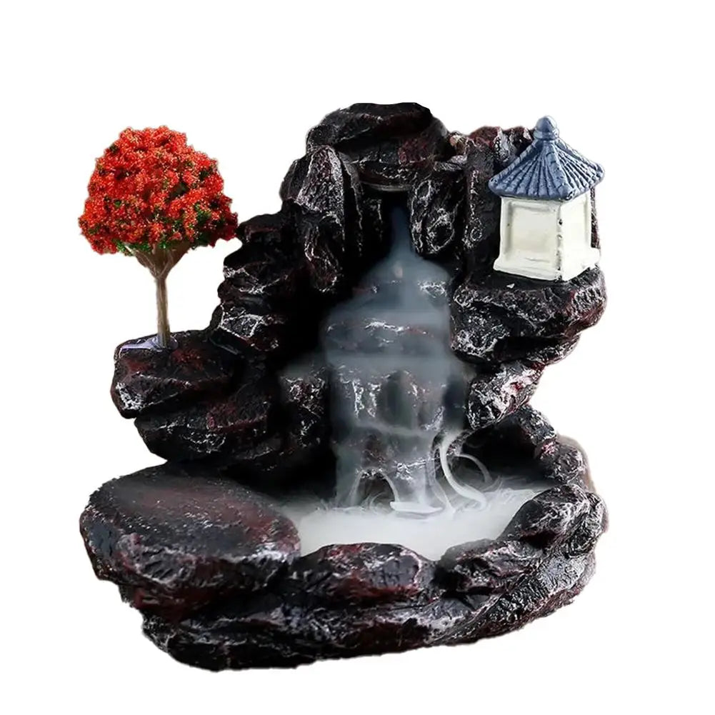 1pcs Waterfall Incense Holder Statue Ornament Incense Cone Burner Backflow Incense Burner for Desktop Home Decoration I4L1