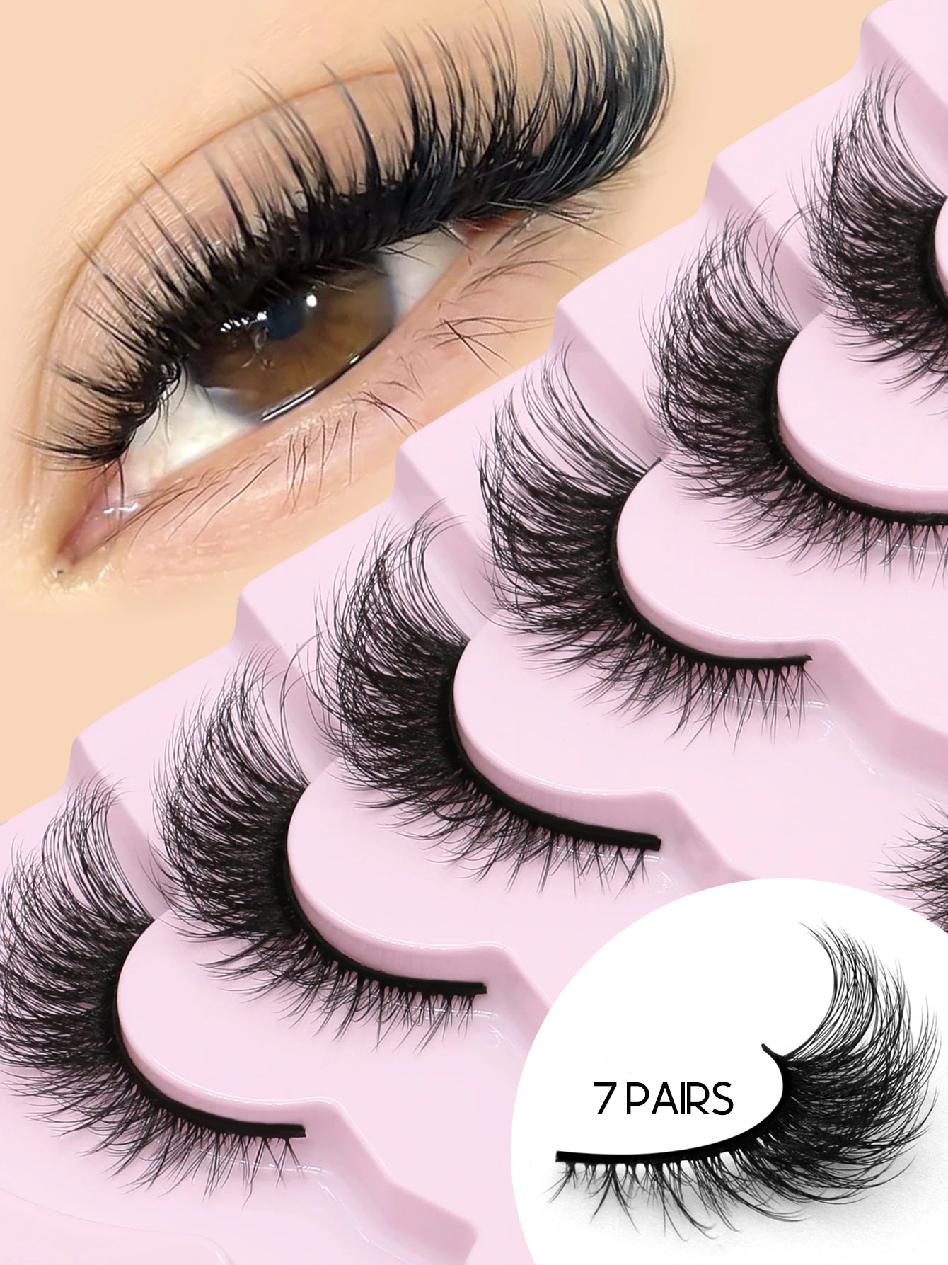 GROINNEYA Cat Eye Lashes Natural False Eyelashes Cat Eye Lashes Soft Winged False Eyelashes Natural Look Fluffy Wispy Makeup