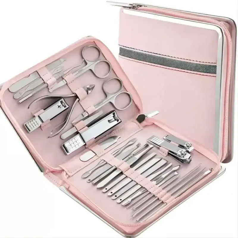 26pcs Nail Clippers Set Beautiful Fashion Large Nail Clippers Rose Gold Hawksbill Pliers Home Anti-Splash Nail Trimming Tools