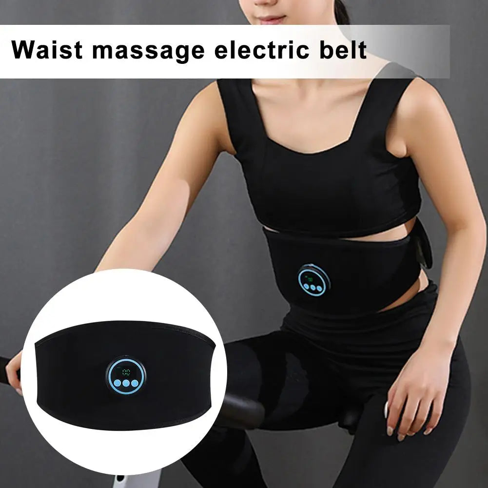 Waist Massage Electric Belt Abdominal Trainer Slimming Belt Vibration Fitness Massager Waist Belly Workout Fitness Black