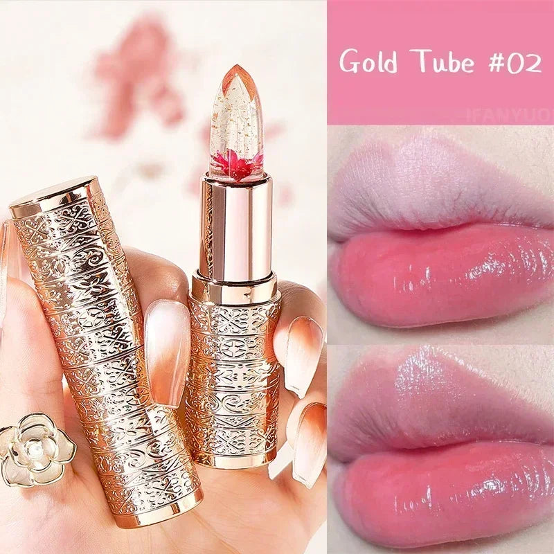 Moisturizing Flower Transparent Lipstick Temperature Color Changing Lip Balm Long Lasting Jelly Lipstick Lips Care Makeup 1pc