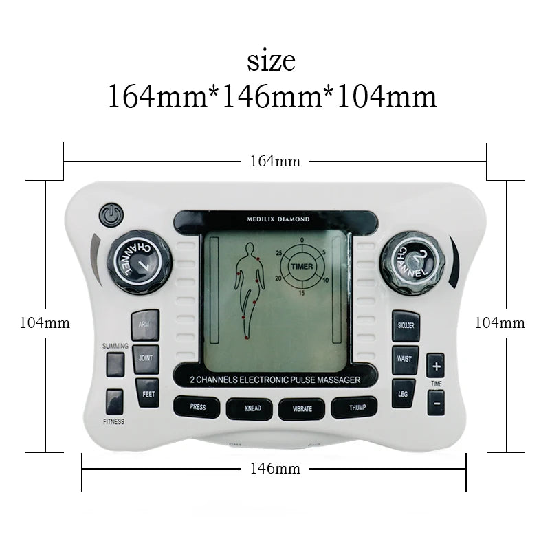 12 Modes Electrical Tens Pulse Massager EMS Muscle Stimulator Acupuncture Digital Frequency Physiotherapy Machine Fat Burner