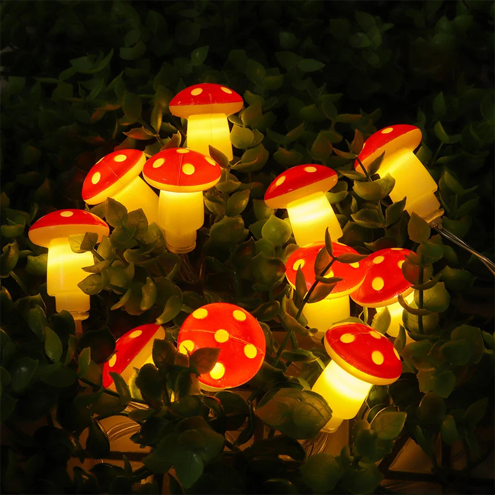 1.5M 10 LED  Mushroom Fairy Lights Battery Operated String Light for New Year Valentines Party Gift Garland Pot Fairy Decor