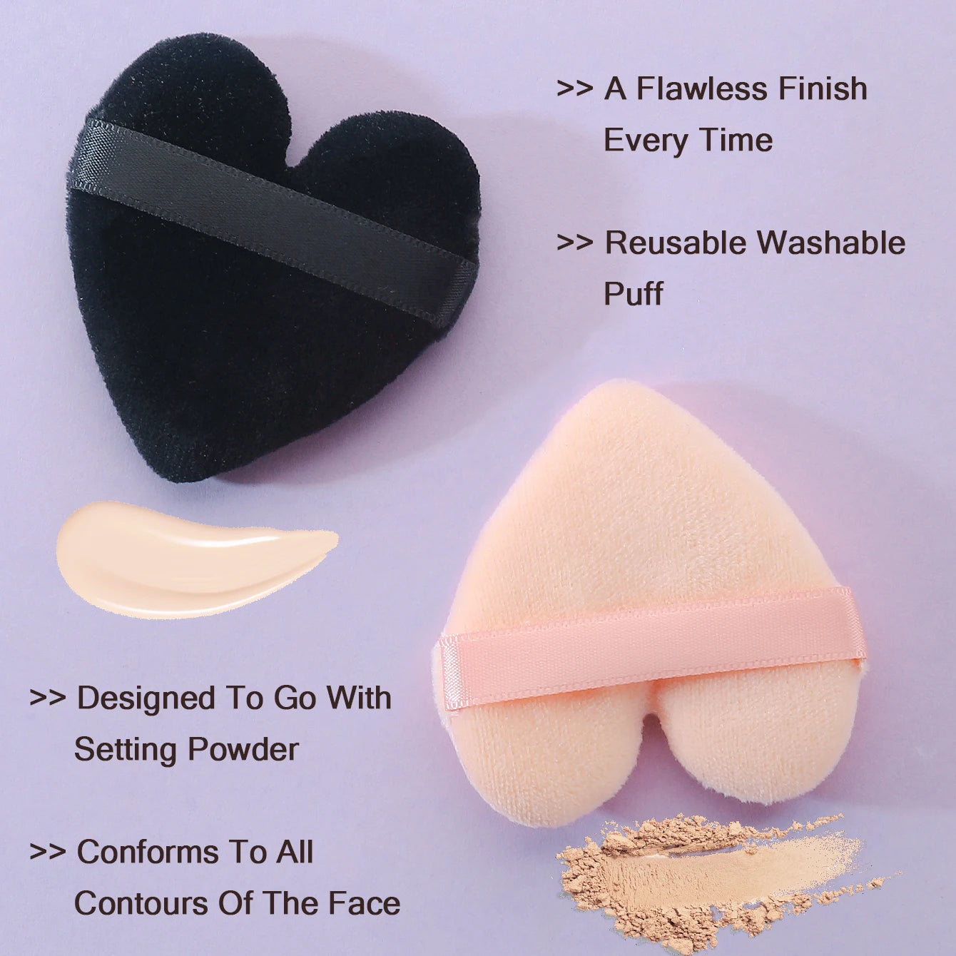 30/50PCS Heart Shape Velvet Powder Puff Makeup Sponges Blender Foundation Cosmetic Sponges Soft Make Up Tool For Woman Cushion