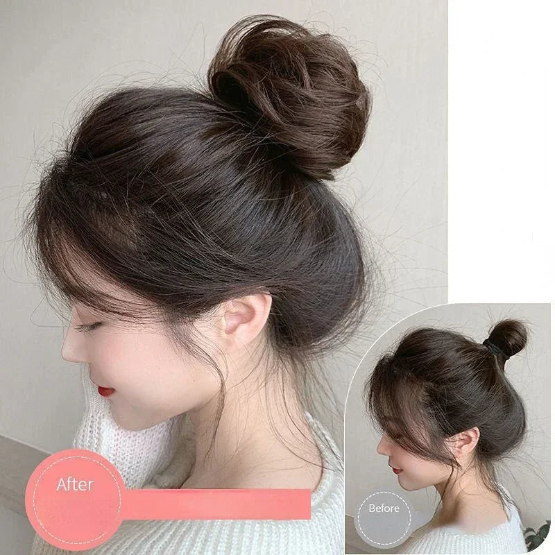 Women Girls Fluffy Bun Invisible Seamless Natural Bun Braiding Hair Ring Ponytail Decoration Hair Tie Hair Braids Styling