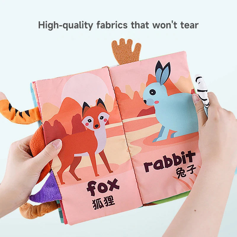 Baby Early Learning Toy Kids Cartoon Animal Tails Book Baby Quiet Book 3D Touch Feel Toys Baby Early Visual Colour Cognize Toys