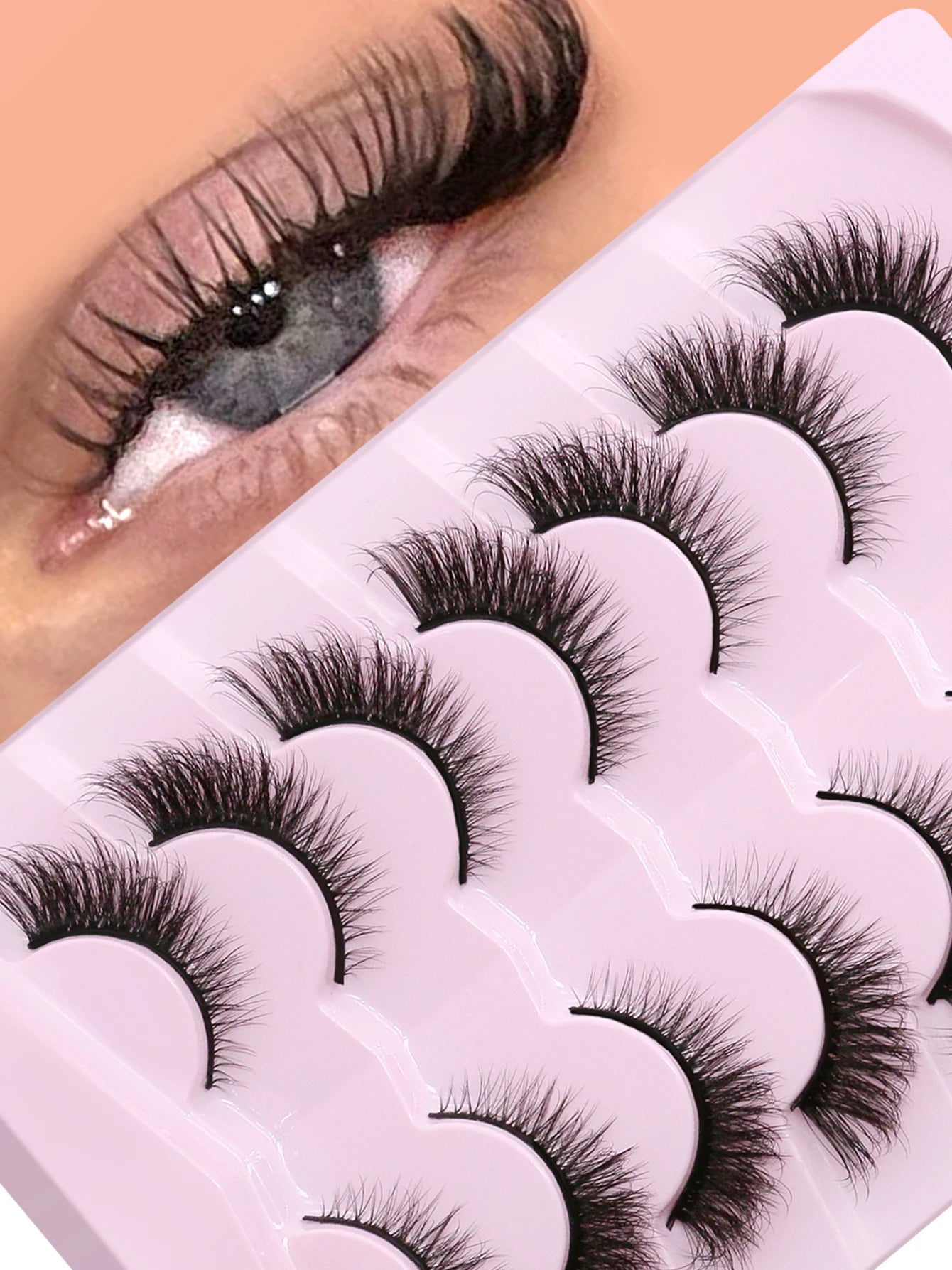 GROINNEYA Cat Eye Lashes Natural False Eyelashes Cat Eye Lashes Soft Winged False Eyelashes Natural Look Fluffy Wispy Makeup