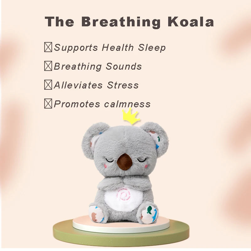 4 Modes Breathing Bear Toy Can Turn Off The Music Baby Soothing Koala Plush Doll Baby Sleep Companion Sound and Light Doll Toy