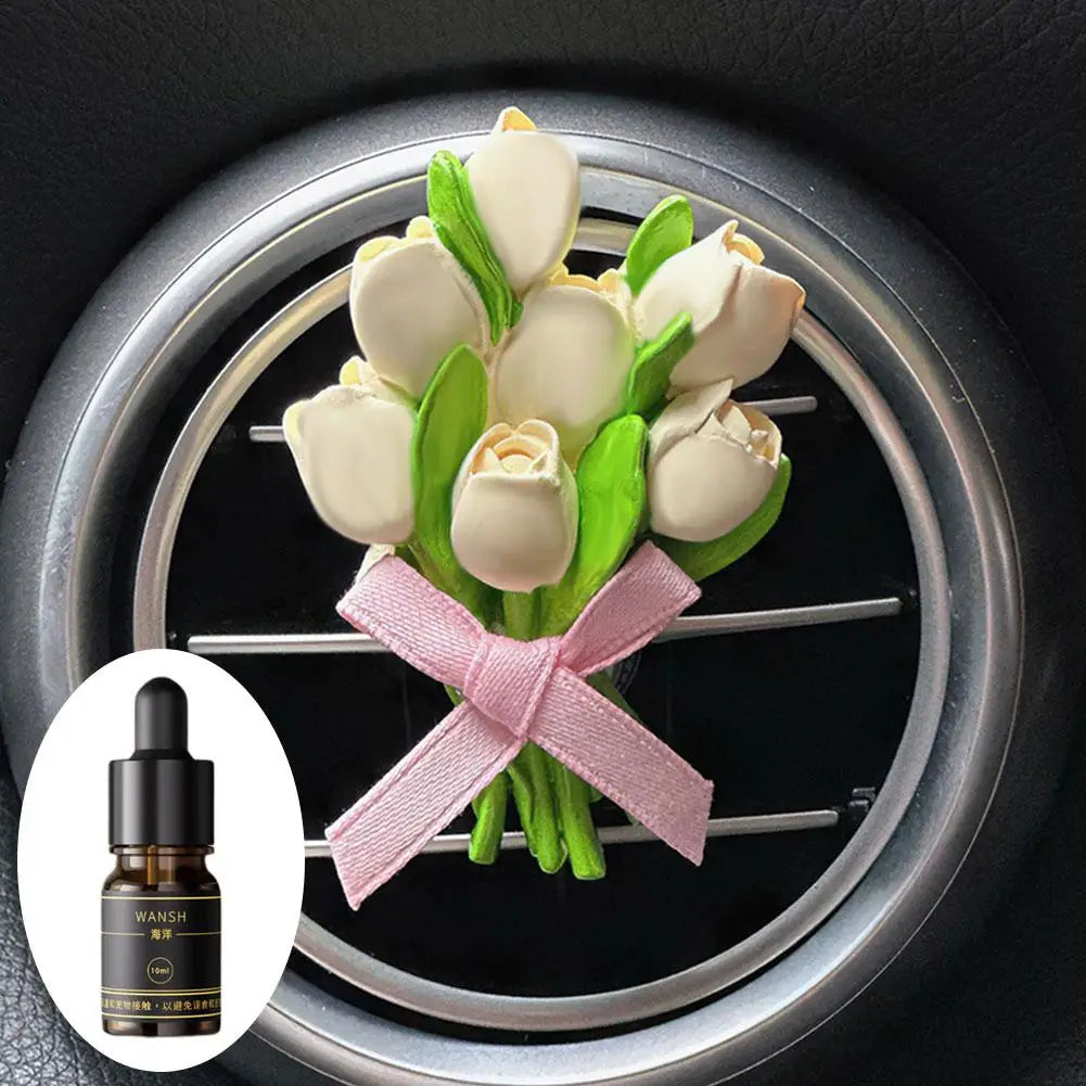 Tulip Bouquet Car Air Freshener Fragrance Car Air Conditioner Air Outlet Diffuser Car Interior Decoration Accessories