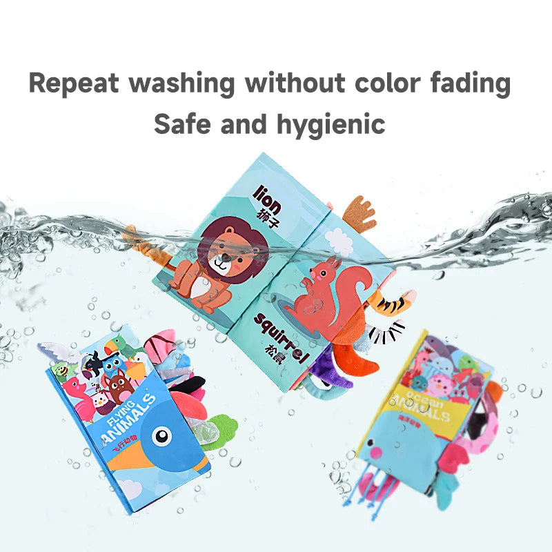 Baby Early Learning Toy Kids Cartoon Animal Tails Book Baby Quiet Book 3D Touch Feel Toys Baby Early Visual Colour Cognize Toys