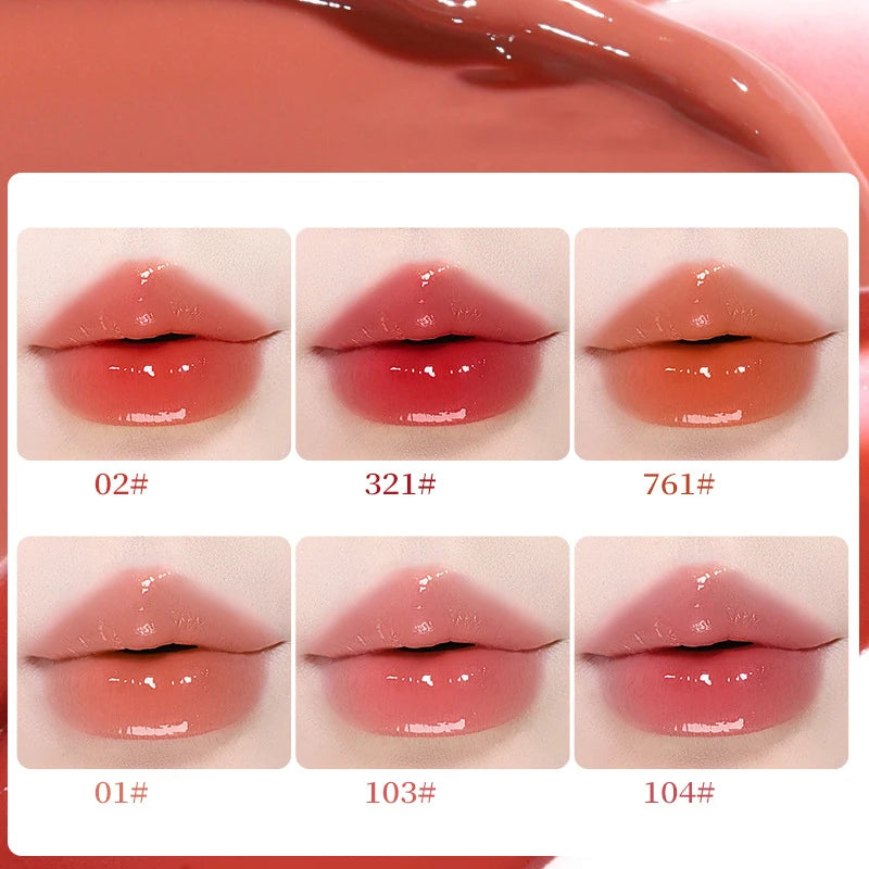 Jelly Mirror Lip Gloss Water Light Glossy Hydrating Mirror Glass Moisturizing Red Lip Tint Silk Ribbon Liquid Lipstick Cosmetics