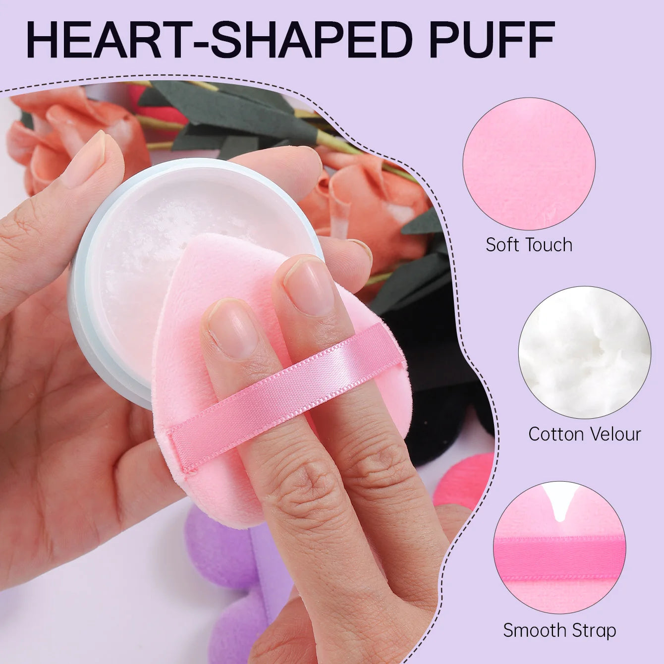 30/50PCS Heart Shape Velvet Powder Puff Makeup Sponges Blender Foundation Cosmetic Sponges Soft Make Up Tool For Woman Cushion