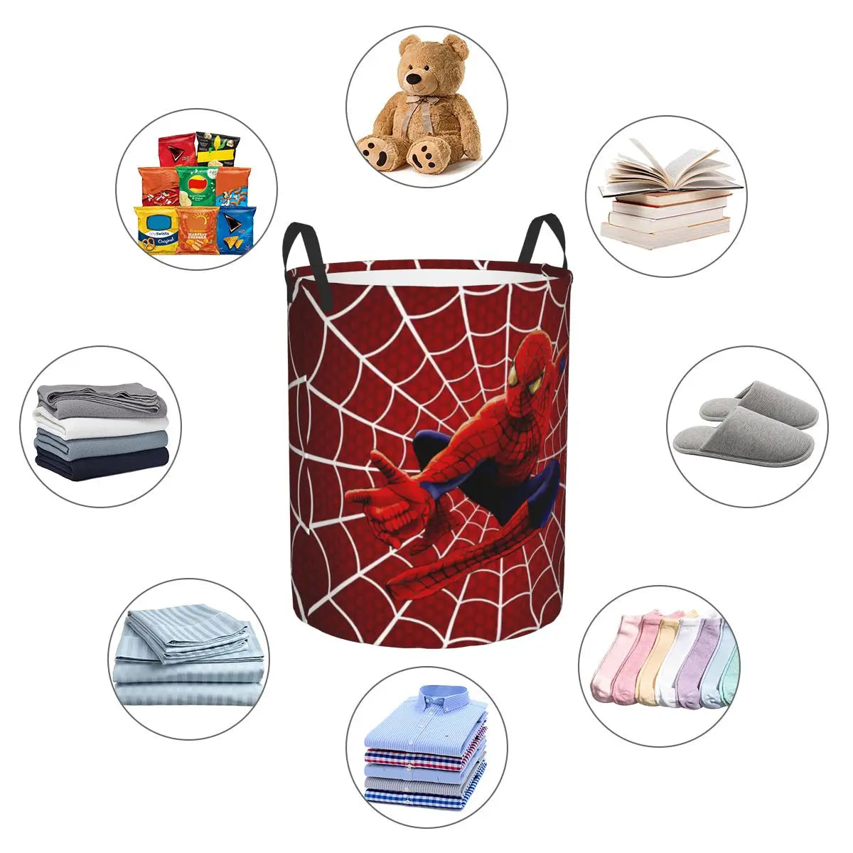 Custom Spiderman Gesture Laundry Basket Foldable Large Capacity Clothes Storage Bin Baby Hamper