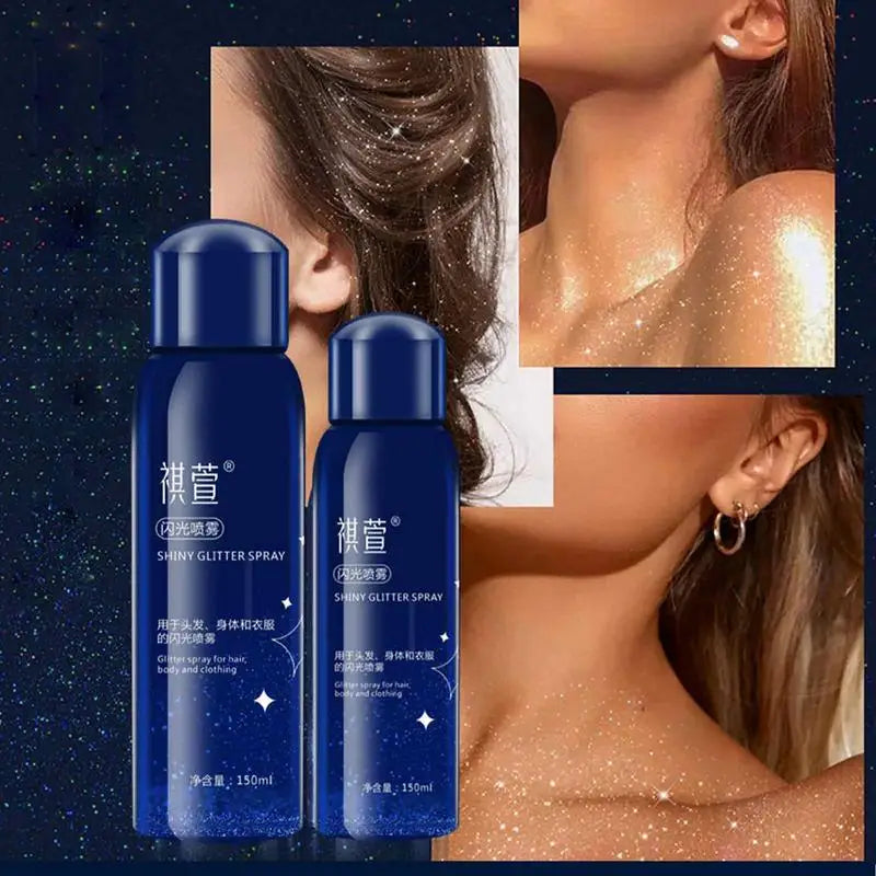 Hair Body Glitter Spray 150ml Sparkly Shimmery Glow Face Highlighter Long Lasting Holographic Powder Sprays For Party Date