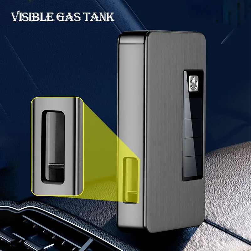 Solar Charging Electronic Induction Ignition Butane Gas Lighter Jet Flame Visual Oil Tank Igniter Smoking Accessories Gadgets