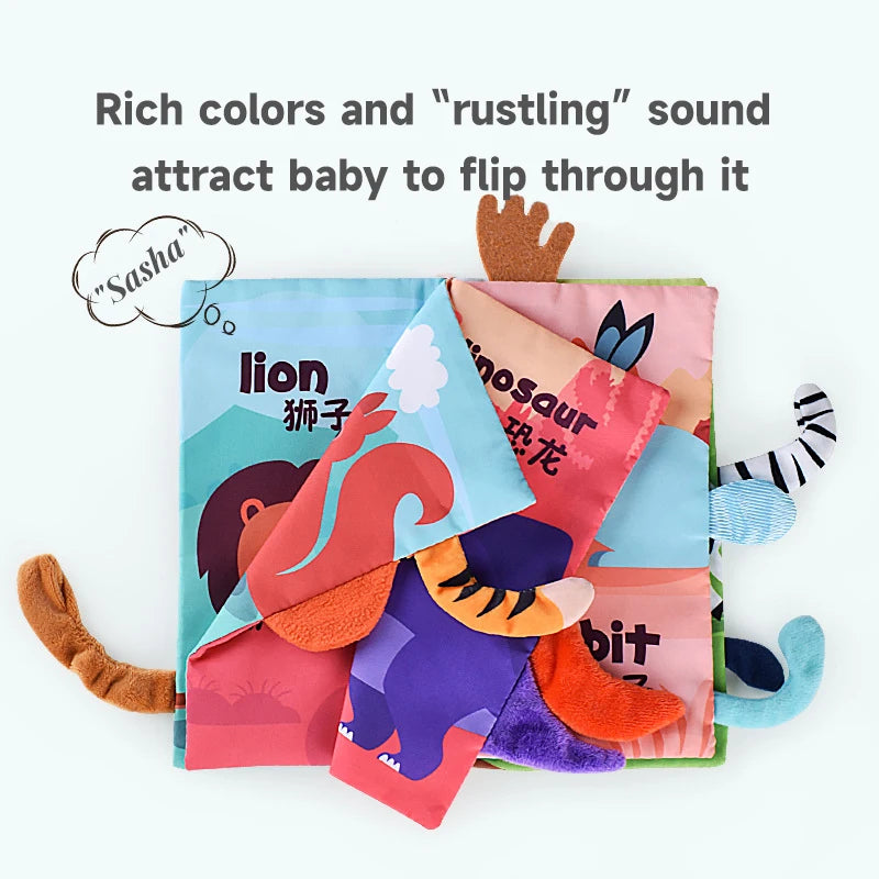 Baby Early Learning Toy Kids Cartoon Animal Tails Book Baby Quiet Book 3D Touch Feel Toys Baby Early Visual Colour Cognize Toys