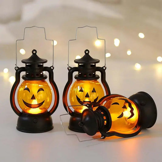 2023 Halloween LED Hanging Pumpkin Lantern Light Ghost Lamp Candle Light Retro Halloween Party Home Decoration