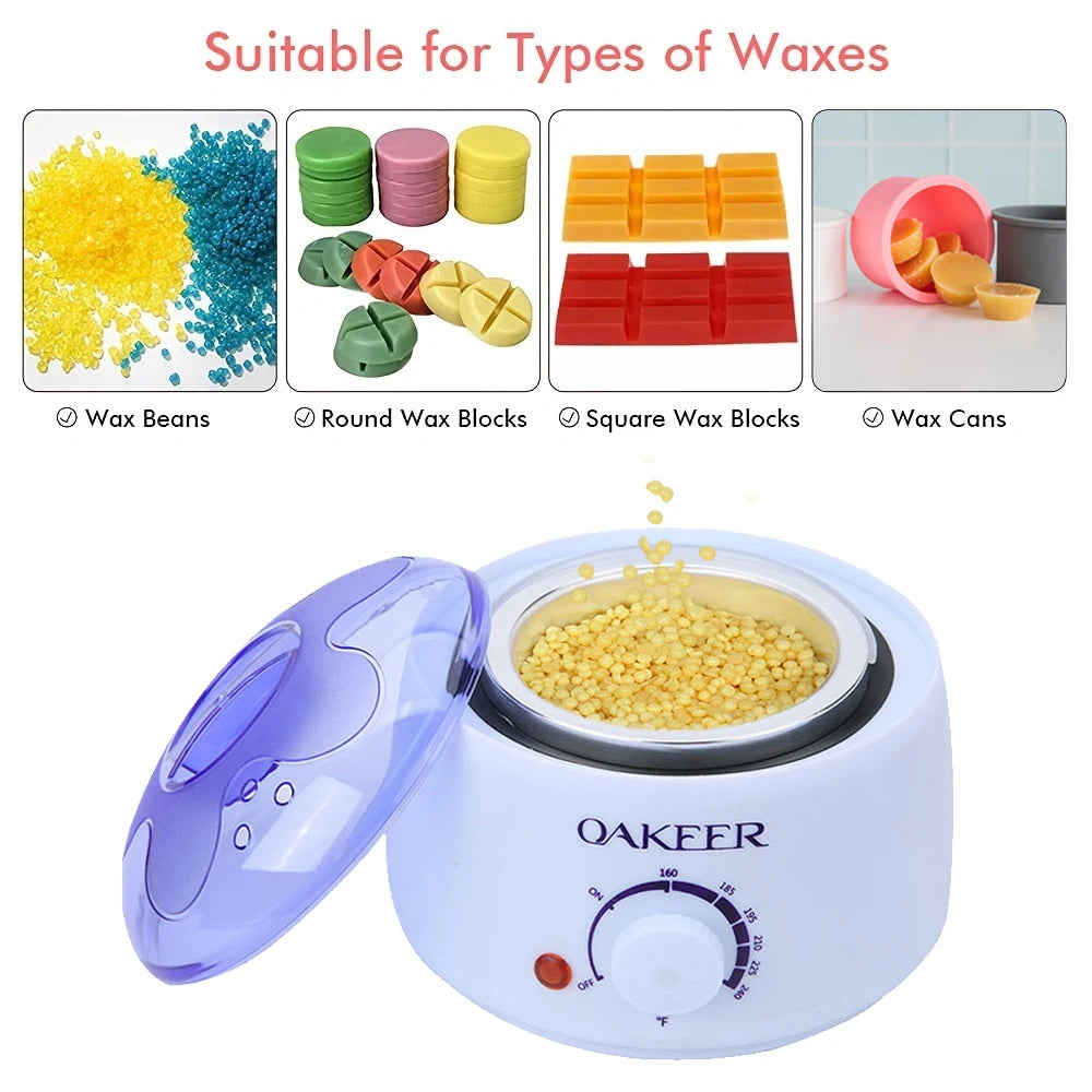 [EU Plug] 200ml White Wax Melting Machine + 200g Wax Beans Set, Wax Heating, Wax Hair Removal And Wax Therapy Machine