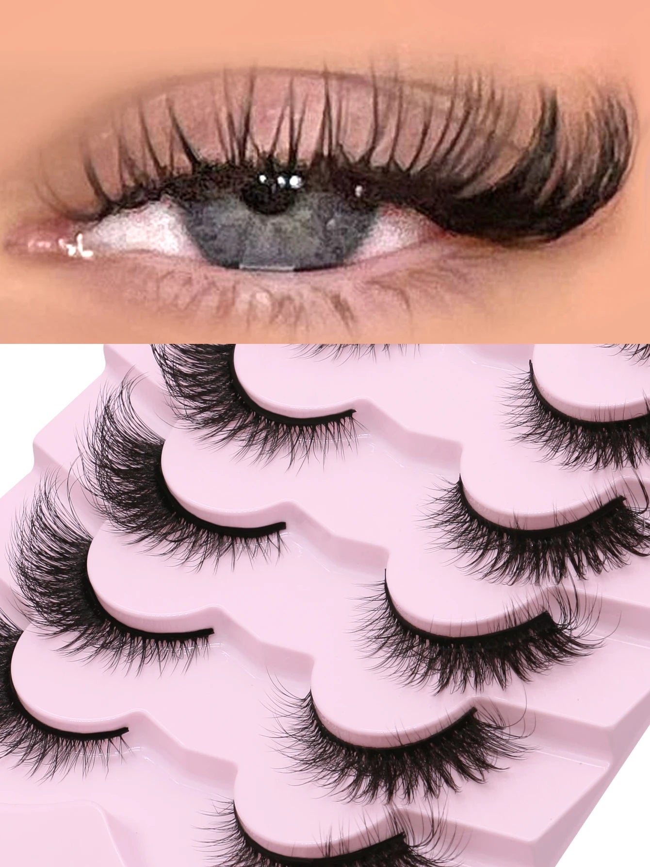 GROINNEYA Cat Eye Lashes Natural False Eyelashes Cat Eye Lashes Soft Winged False Eyelashes Natural Look Fluffy Wispy Makeup