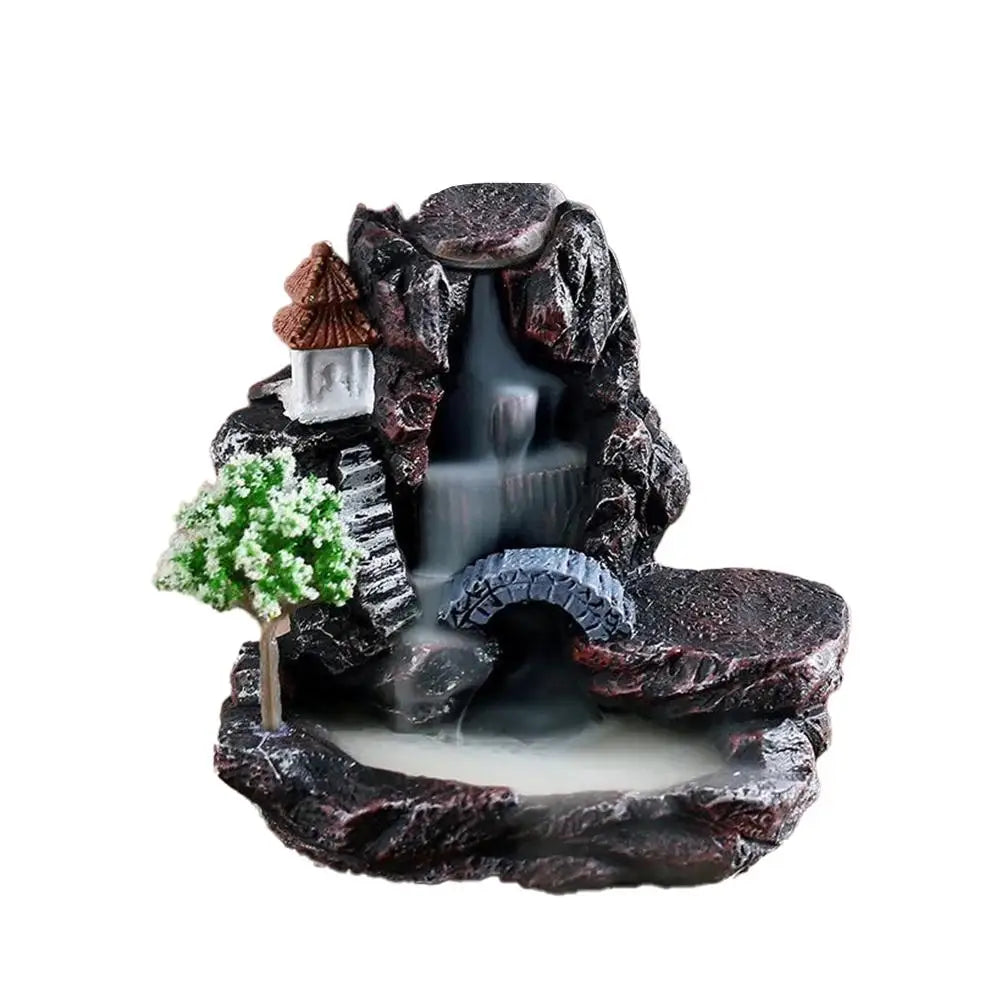 1pcs Waterfall Incense Holder Statue Ornament Incense Cone Burner Backflow Incense Burner for Desktop Home Decoration I4L1