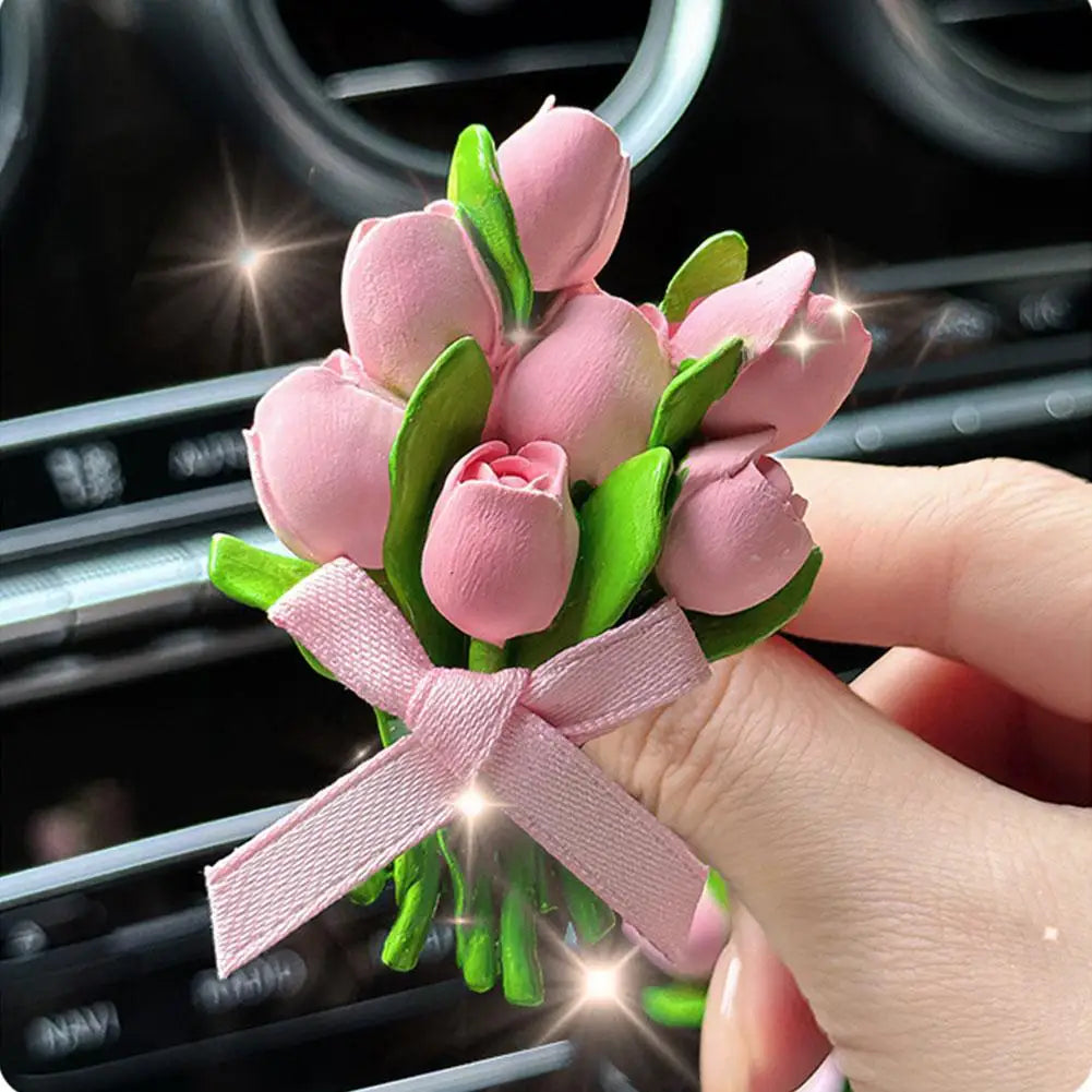 Tulip Bouquet Car Air Freshener Fragrance Car Air Conditioner Air Outlet Diffuser Car Interior Decoration Accessories