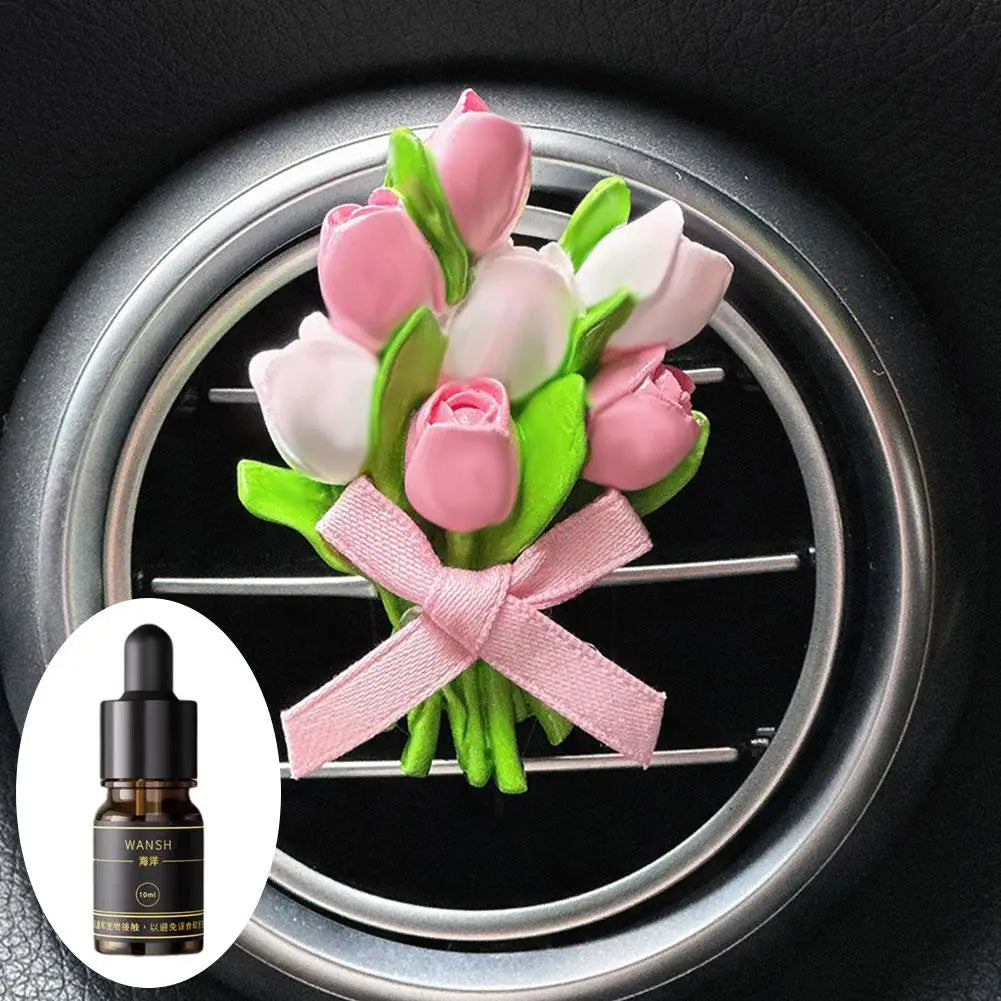 Tulip Bouquet Car Air Freshener Fragrance Car Air Conditioner Air Outlet Diffuser Car Interior Decoration Accessories