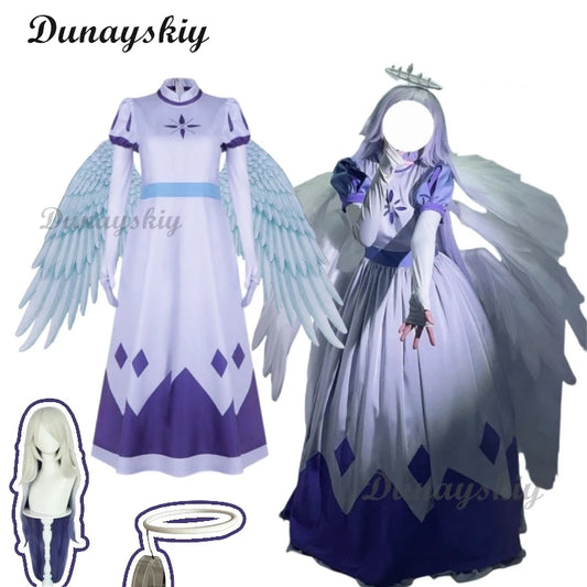 Hazbin Angel Emily Cosplay Costume Seraphim Cosplay Halo Hotel Women Fancy Dress Outfit Halloween Uniform Hasbin Hazubin Suit