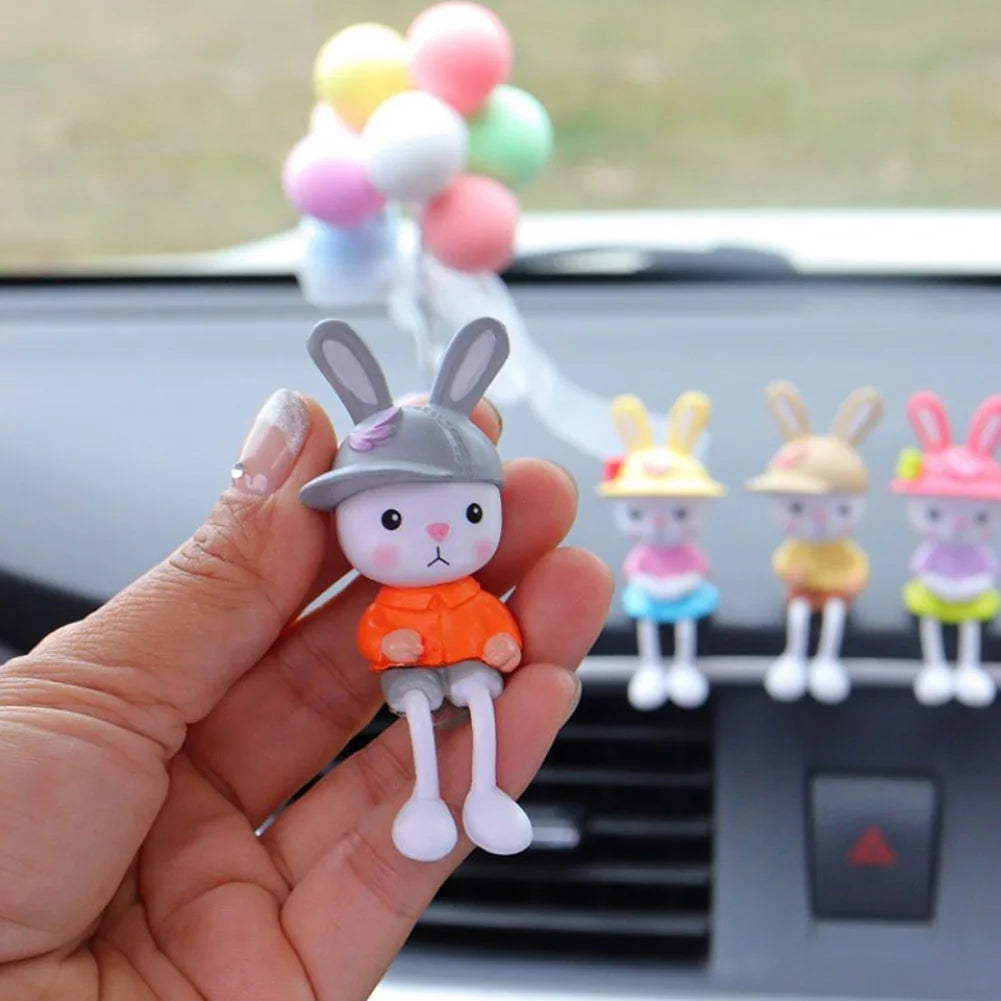 Cute Cartoon Rabbit Car Decoration Accessories Romantic Ornament Auto Interior Dashboard Accessories Gifts