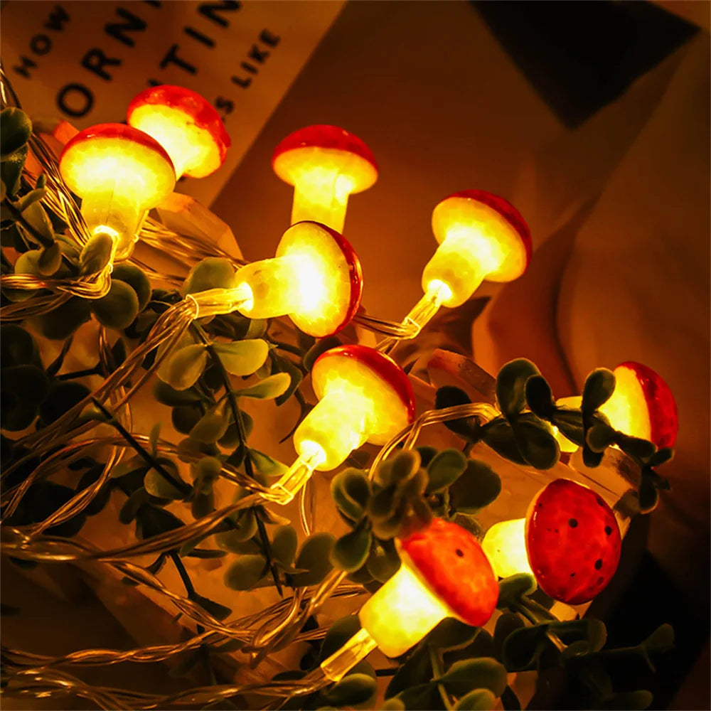 1.5M 10 LED  Mushroom Fairy Lights Battery Operated String Light for New Year Valentines Party Gift Garland Pot Fairy Decor