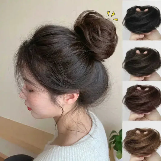 Women Girls Fluffy Bun Invisible Seamless Natural Bun Braiding Hair Ring Ponytail Decoration Hair Tie Hair Braids Styling