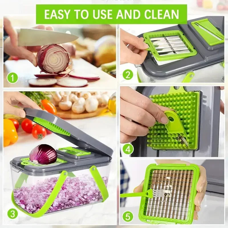 1 set, 22PCS, high-quality ABS vegetable chopper, multifunctional fruit slicer, manual food grinder, vegetable slicer, container