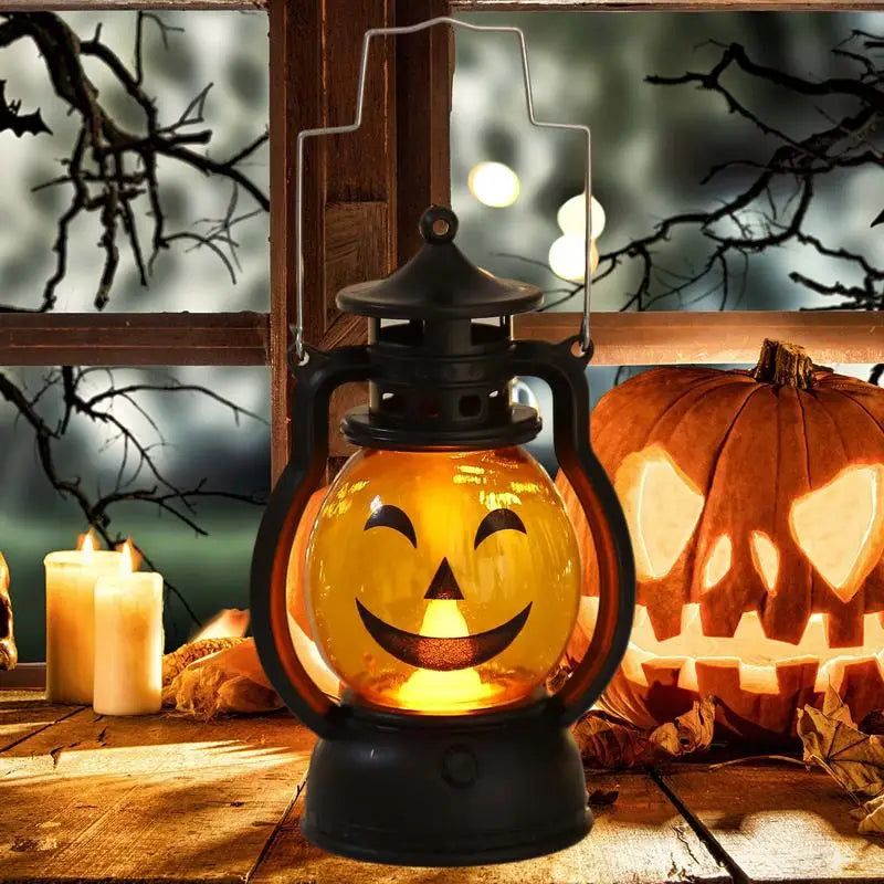 2023 Halloween LED Hanging Pumpkin Lantern Light Ghost Lamp Candle Light Retro Halloween Party Home Decoration