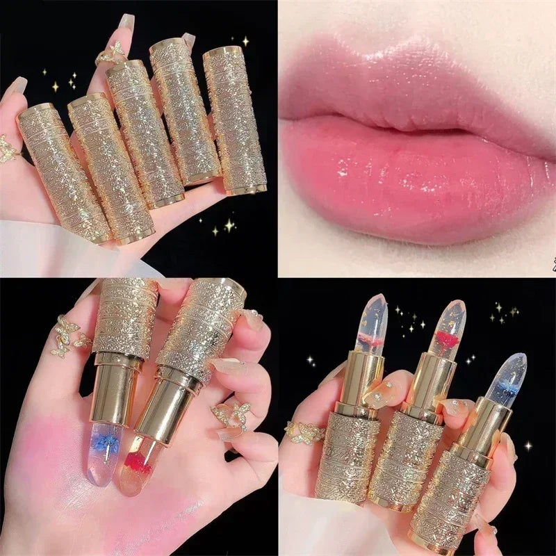 Moisturizing Flower Transparent Lipstick Temperature Color Changing Lip Balm Long Lasting Jelly Lipstick Lips Care Makeup 1pc