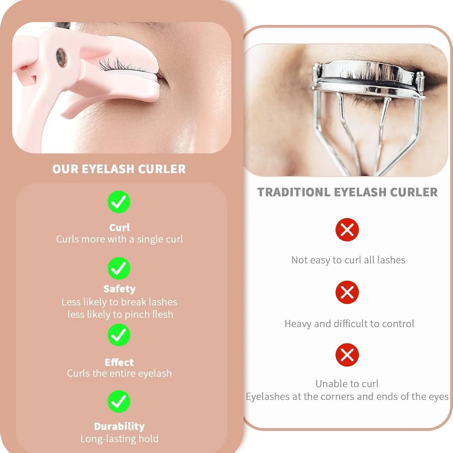 2 Style Eyelash Curler,Achieve Perfect Curls in 5 Seconds - Quick Natural Curling for Long Lasting