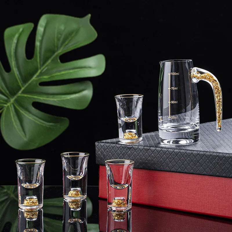 Crystal Liquor Spirits Shot Glasses Gift Box Gold Mountain Thick Bottom Wine Glasses Whiskey Glass Spirits Vodka Brandy Shot Cup