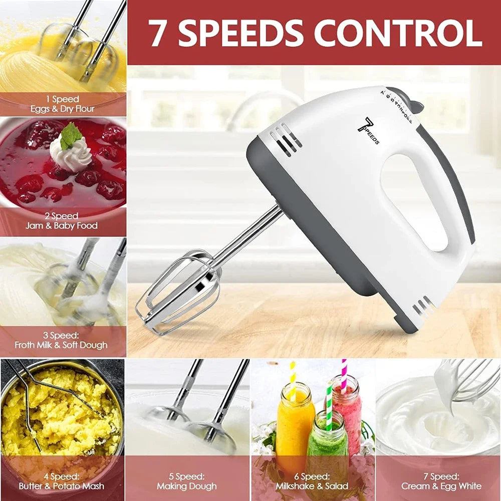 Multifunctional 7 Speed Mini Mixer Electric Food Blender Handheld Mixer Egg Beater Automatic Cream Food Cake Baking Dough Mixer