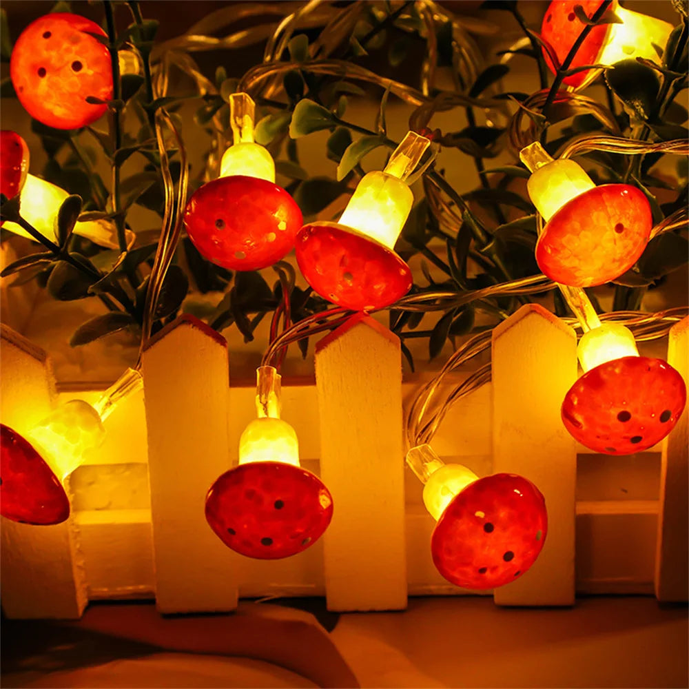 1.5M 10 LED  Mushroom Fairy Lights Battery Operated String Light for New Year Valentines Party Gift Garland Pot Fairy Decor